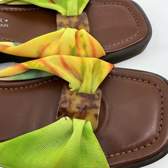 Donald  J Pliner Tie Dye Green Orange  Fabric Mesh Wedge/Slide Sandals 8 M - Picture 8 of 8